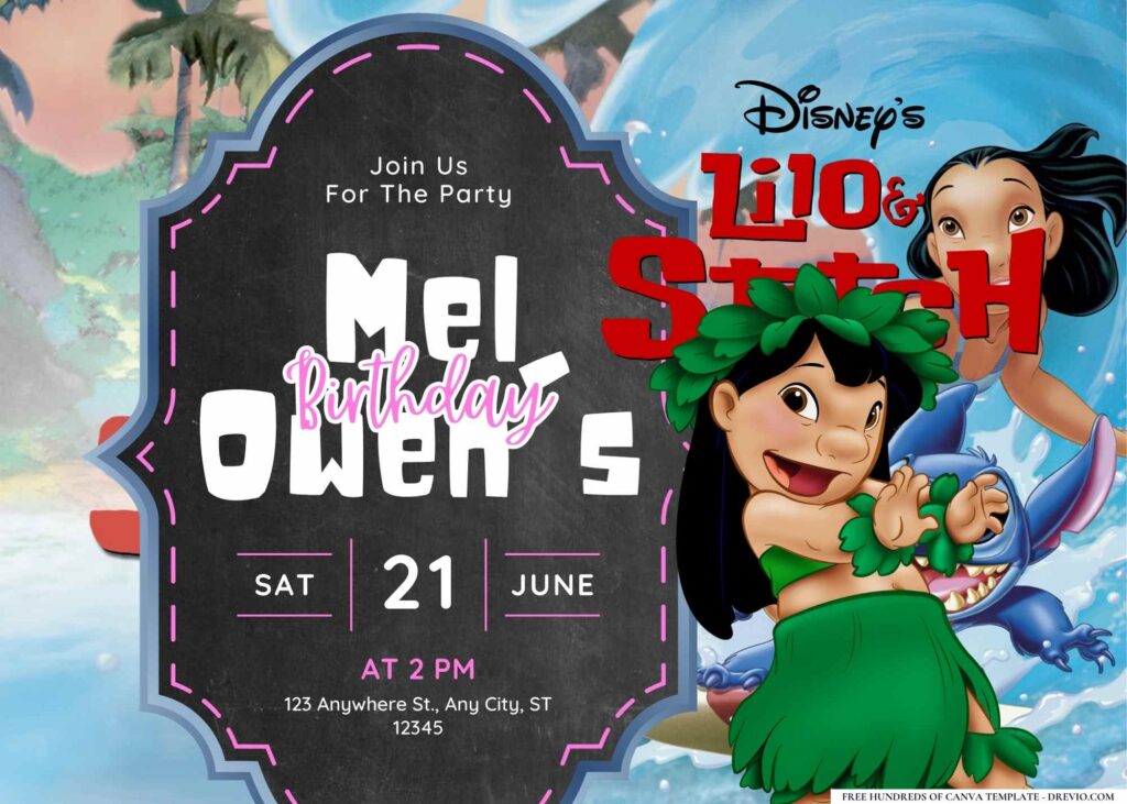 FREE Editable Lilo & Stitch Birthday Invitation