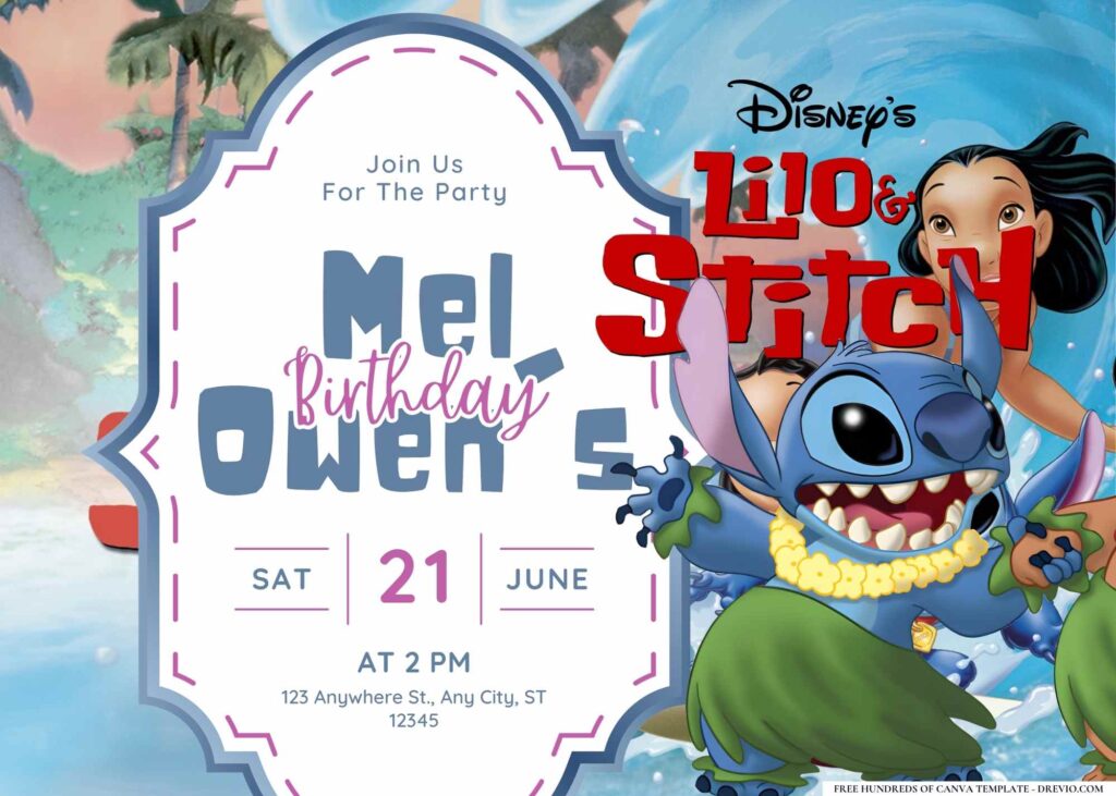 FREE Editable Lilo & Stitch Birthday Invitation