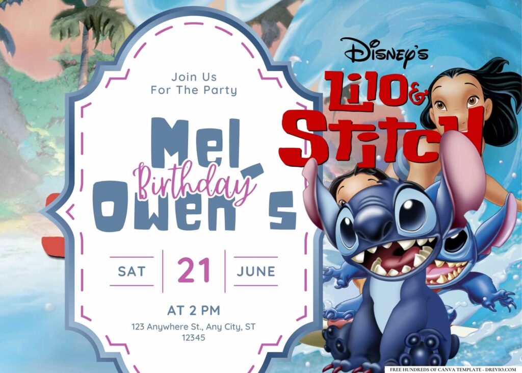 FREE Editable Lilo & Stitch Birthday Invitation
