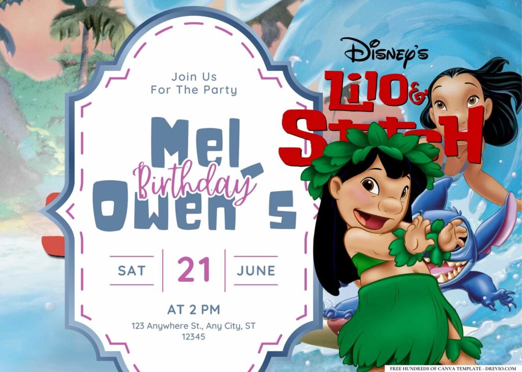 FREE Editable Lilo & Stitch Birthday Invitation