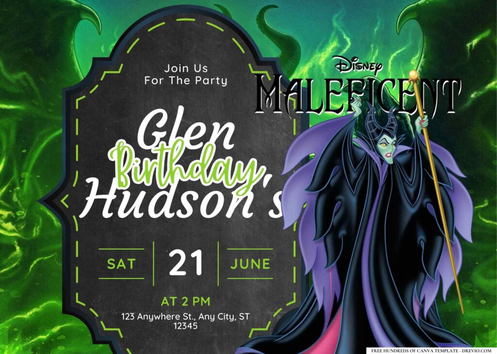 FREE Editable Maleficent Birthday Invitation