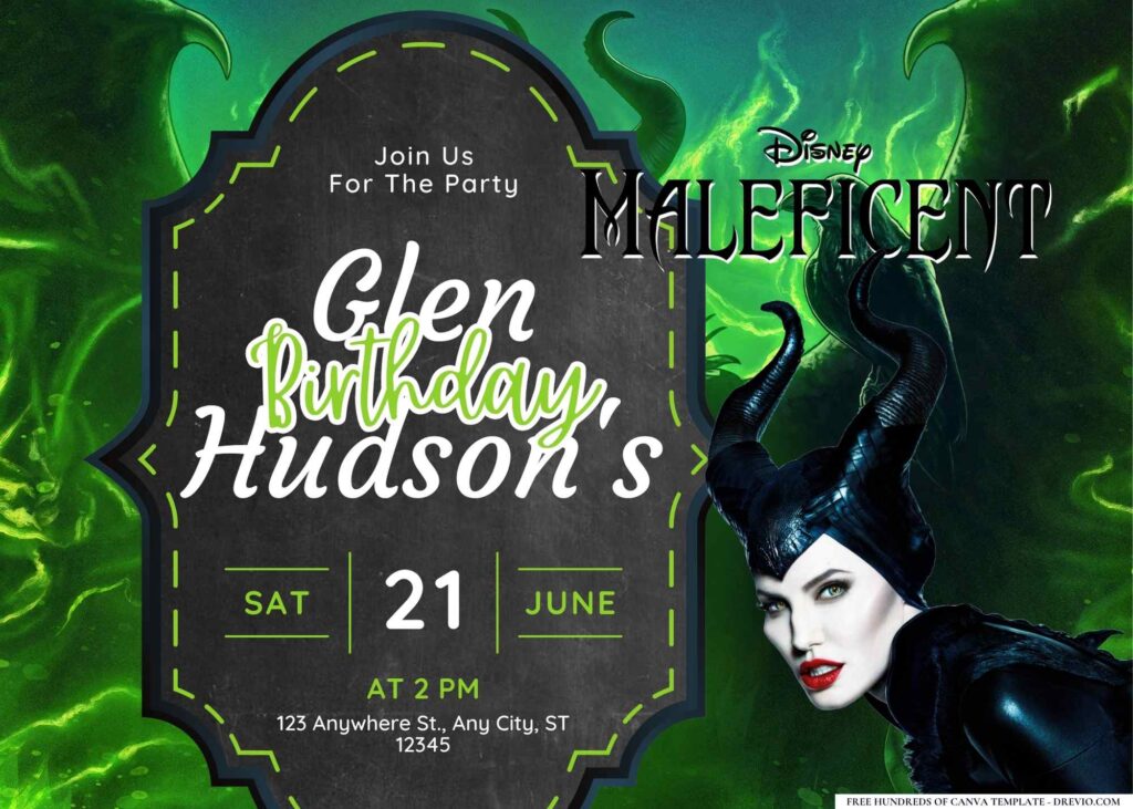 FREE Editable Maleficent Birthday Invitation