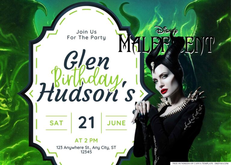 FREE Editable Maleficent Birthday Invitation