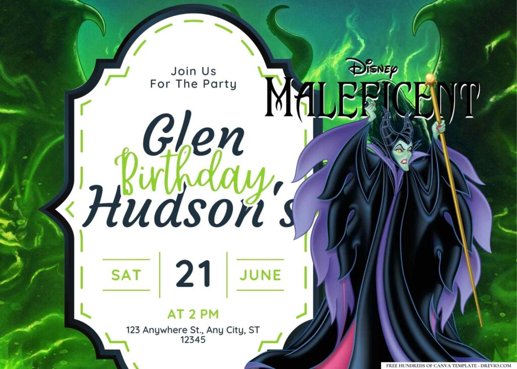 FREE Editable Maleficent Birthday Invitation