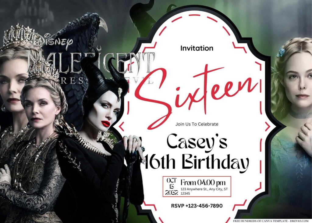 FREE Editable Maleficent Mistress of Evil Birthday Invitation