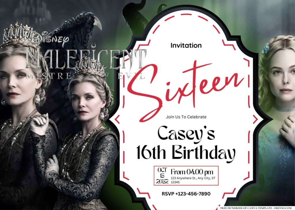 FREE Editable Maleficent Mistress of Evil Birthday Invitation