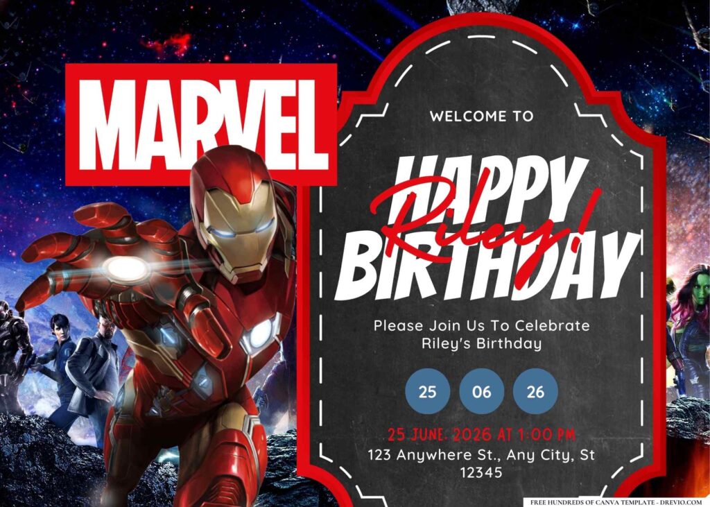 FREE Editable Marvel Birthday Invitation