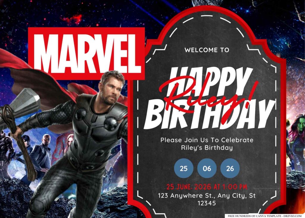FREE Editable Marvel Birthday Invitation