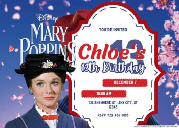 FREE Editable Mary Poppins Returns Birthday Invitation