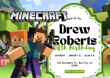 FREE Editable Minecraft World Birthday Invitation