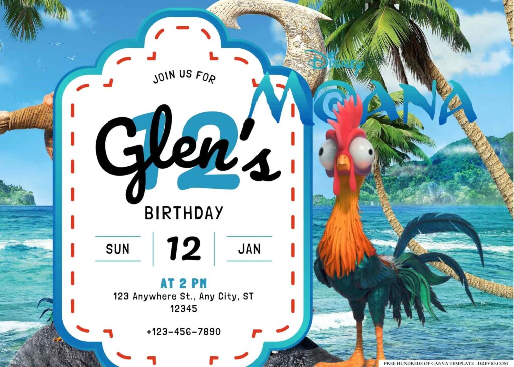 FREE Editable Moana Birthday Invitation