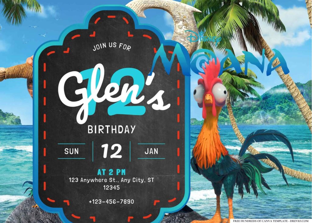 FREE Editable Moana Birthday Invitation