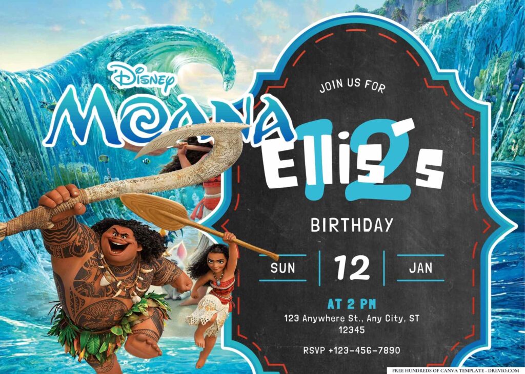 FREE Editable Moana Island Birthday Invitation