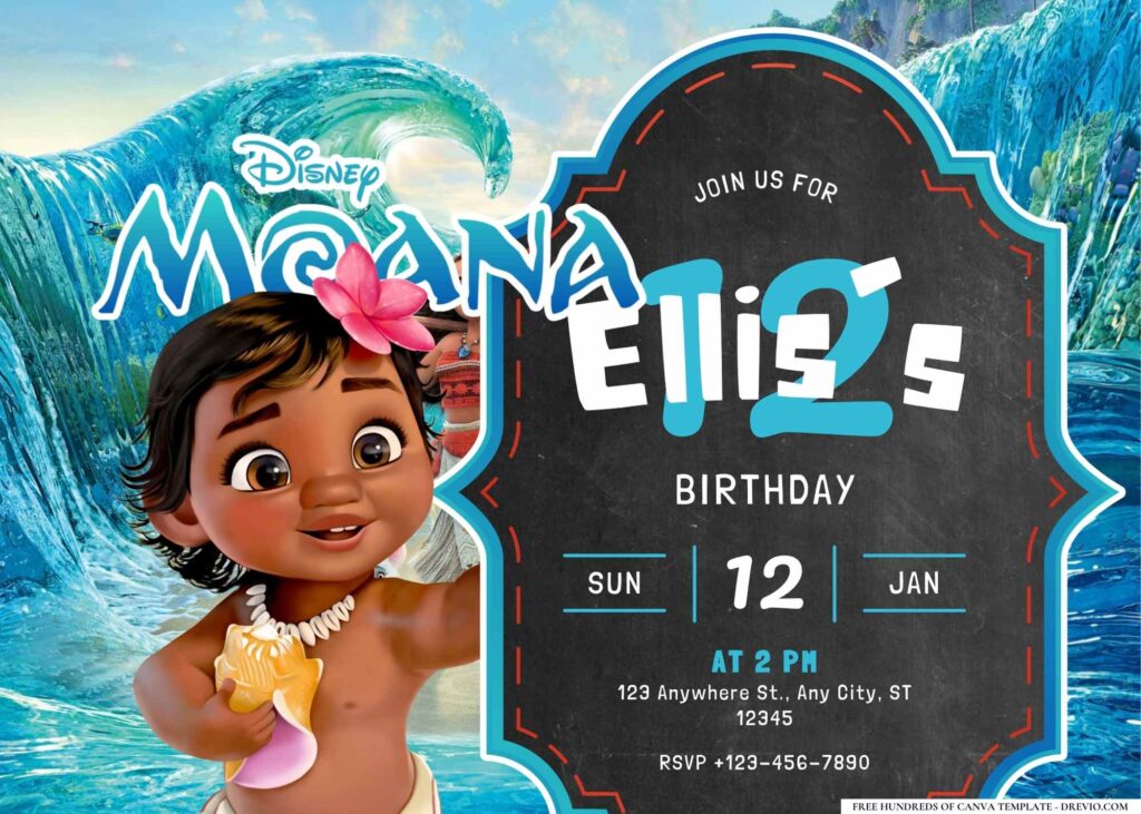 FREE Editable Moana Island Birthday Invitation