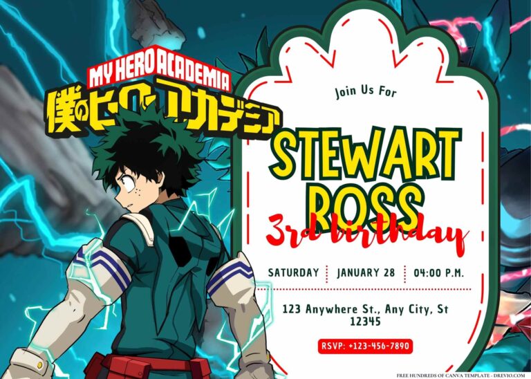 FREE Editable My Hero Academia Birthday Invitation