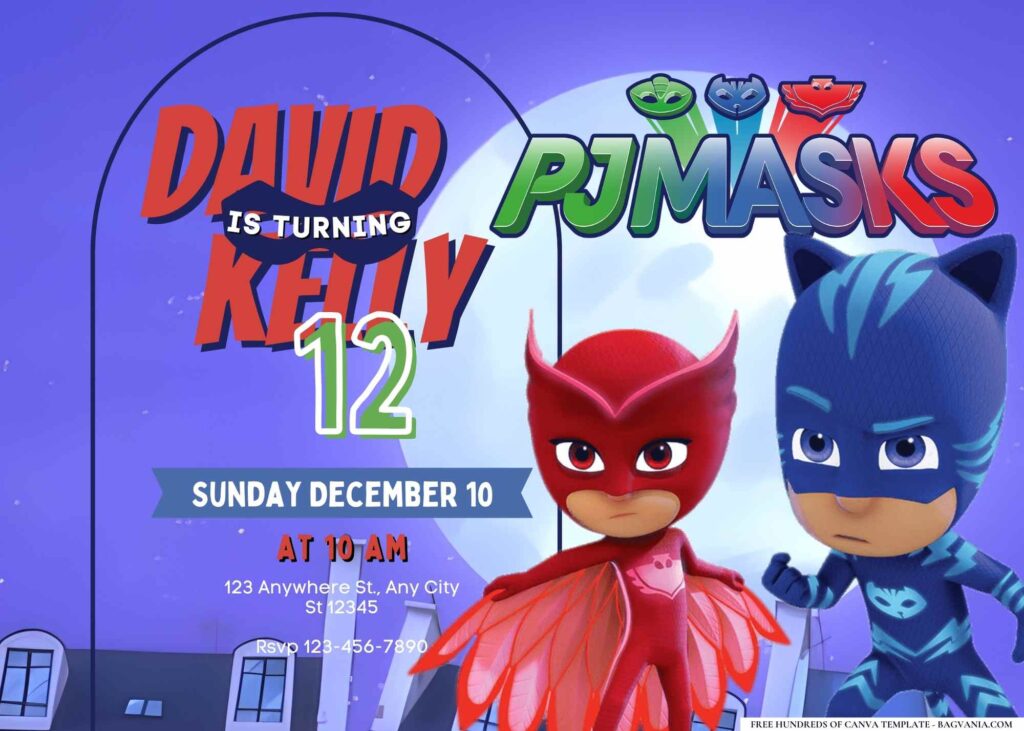 FREE Editable PJ Masks Hero Birthday Invitation