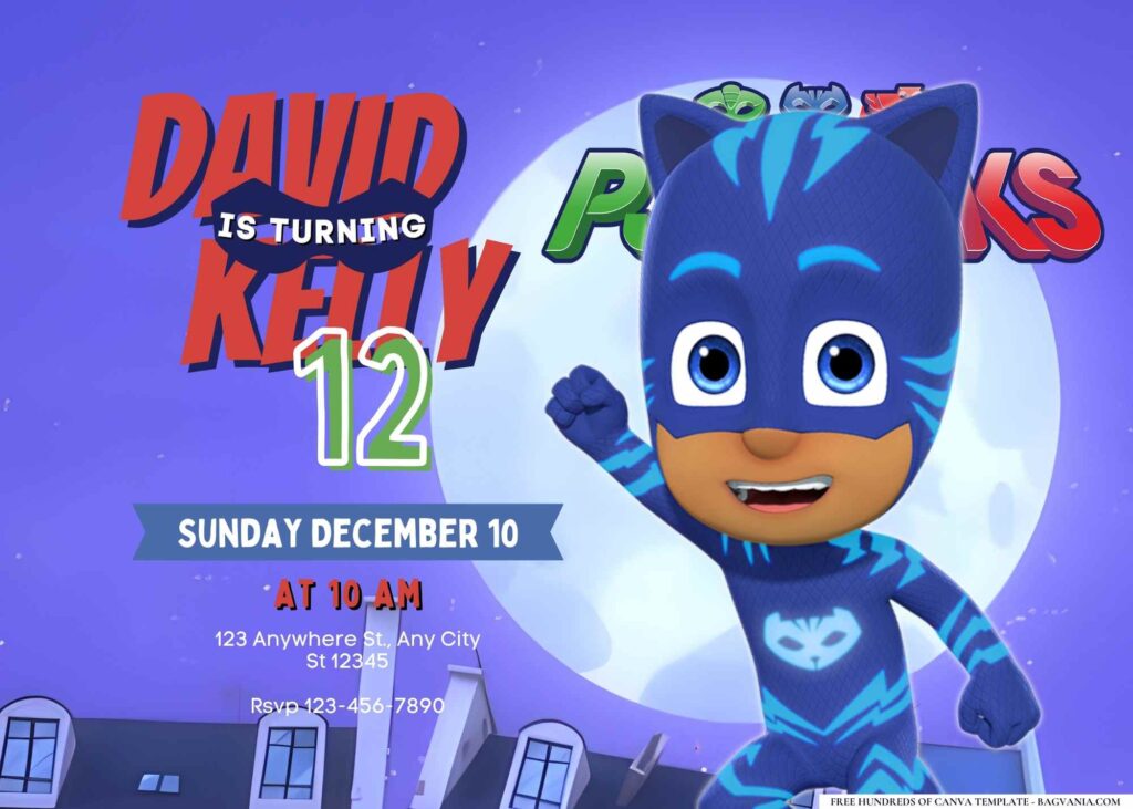 FREE Editable PJ Masks Hero Birthday Invitation