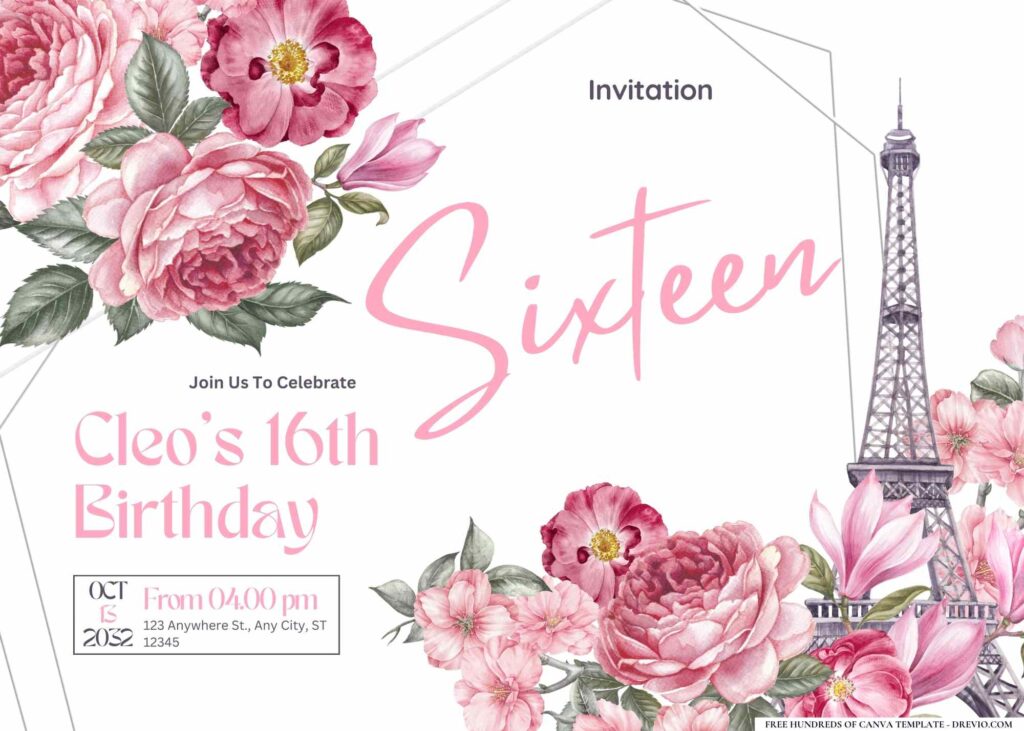 FREE Editable Paris Birthday Invitation