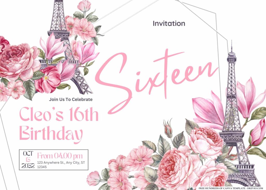 FREE Editable Paris Birthday Invitation
