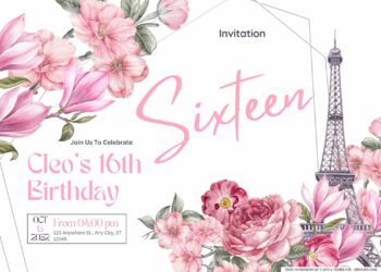 FREE Editable Paris Birthday Invitation