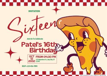 FREE Editable Pizza Party Birthday Invitation
