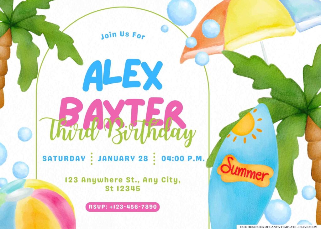 FREE Editable Pool Party Birthday Invitation