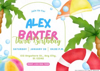 FREE Editable Pool Party Birthday Invitation
