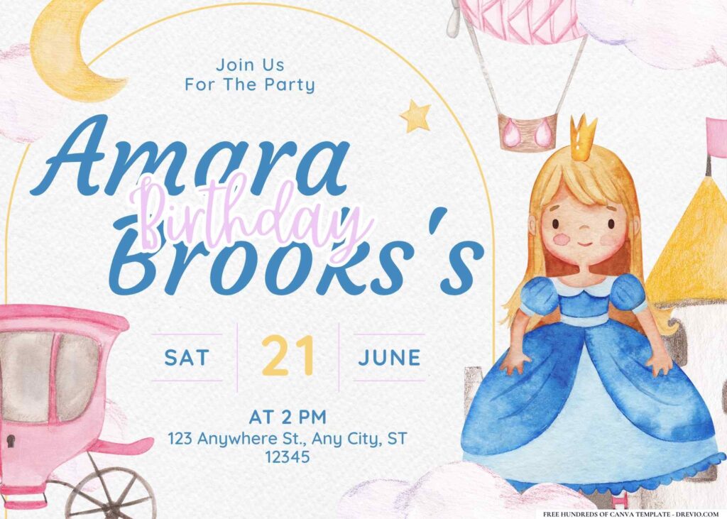 FREE Editable Princess Party Birthday Invitation
