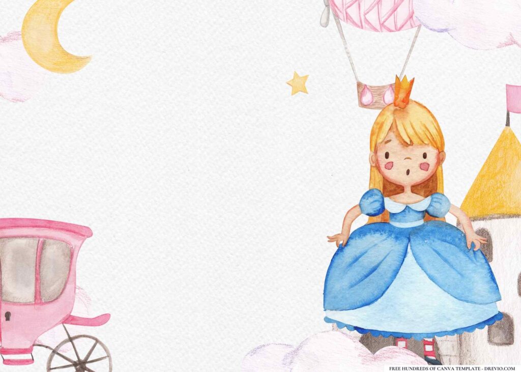FREE Princess party Birthday Canva Templates 12