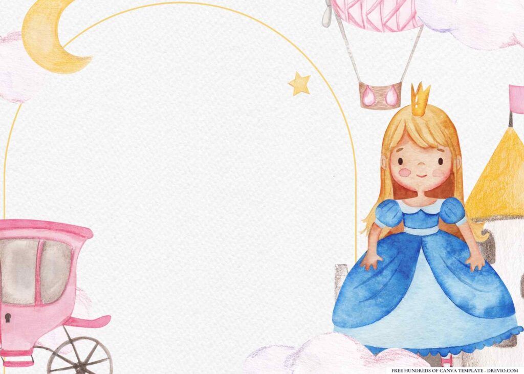 FREE Princess party Birthday Canva Templates 2