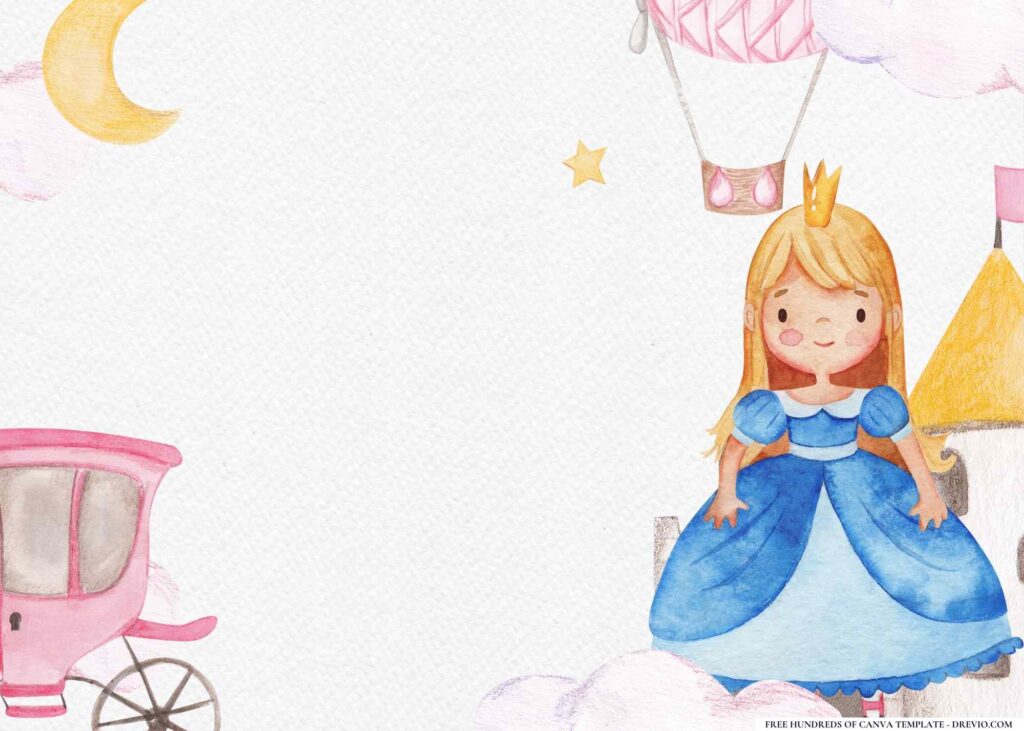 FREE Princess party Birthday Canva Templates 4