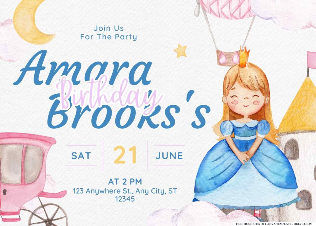 FREE Editable Princess Party Birthday Invitation