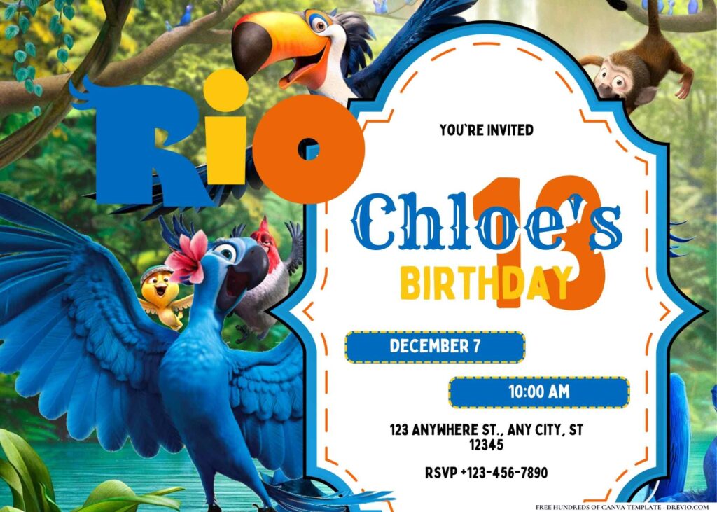 FREE Editable Rio Carnival Birthday Invitation