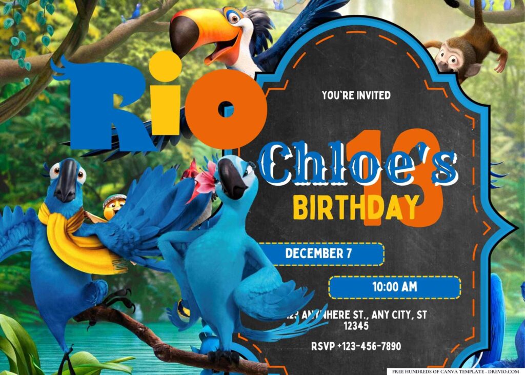 FREE Editable Rio Carnival Birthday Invitation