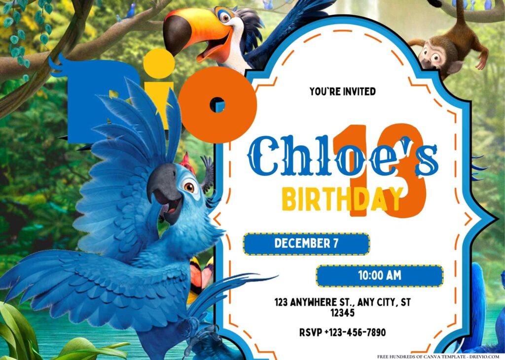 FREE Editable Rio Carnival Birthday Invitation