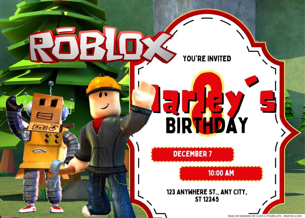 Free Roblox Birthday Invitation Templates