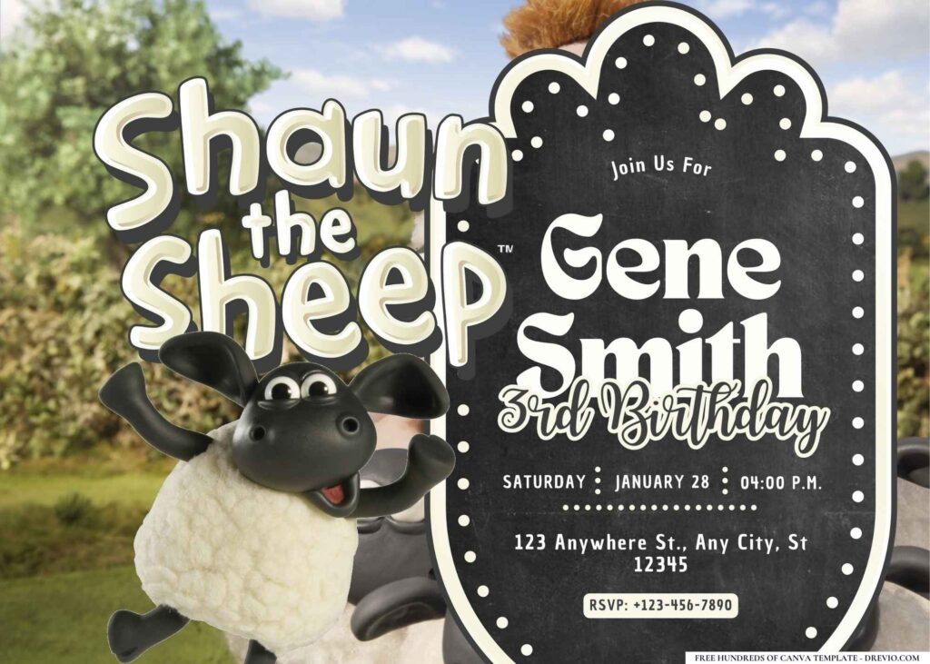 FREE Editable Shaun The Sheep Birthday Invitation