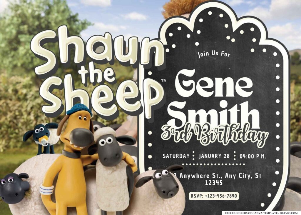 FREE Editable Shaun The Sheep Birthday Invitation