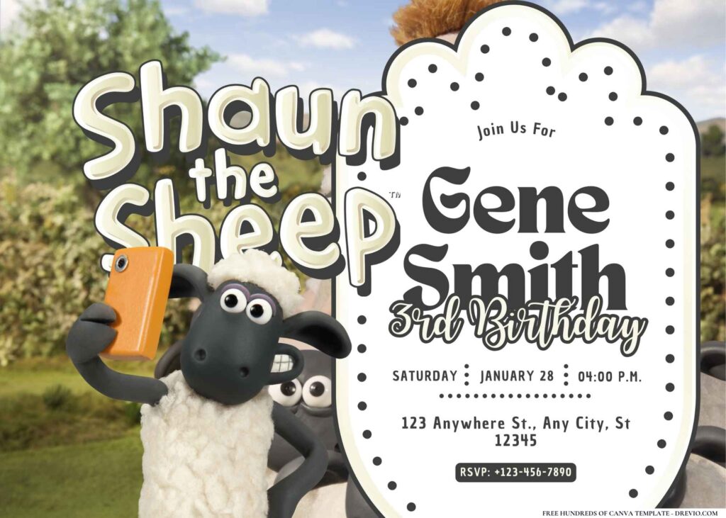 FREE Editable Shaun The Sheep Birthday Invitation