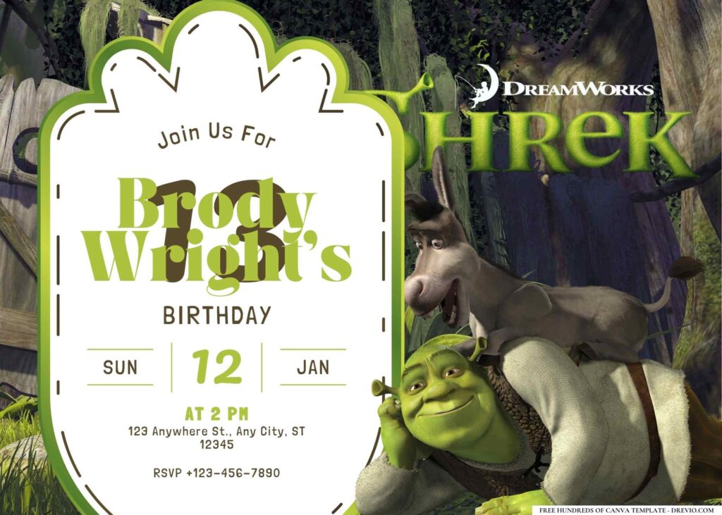 Shrek's Swamp Birthday Invitation