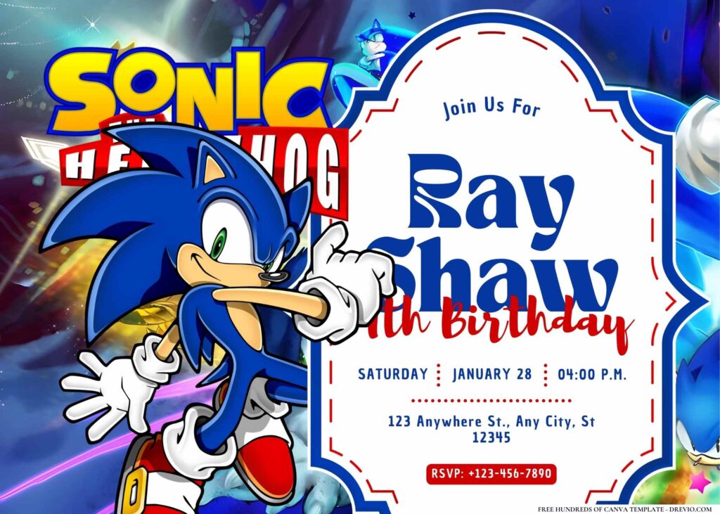 FREE Editable Sonic the Hedgehog Birthday Invitation
