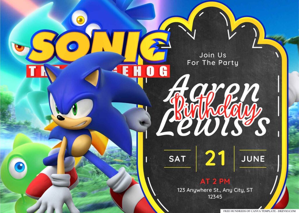 FREE Editable Sonic the Hedgehog Birthday Invitation
