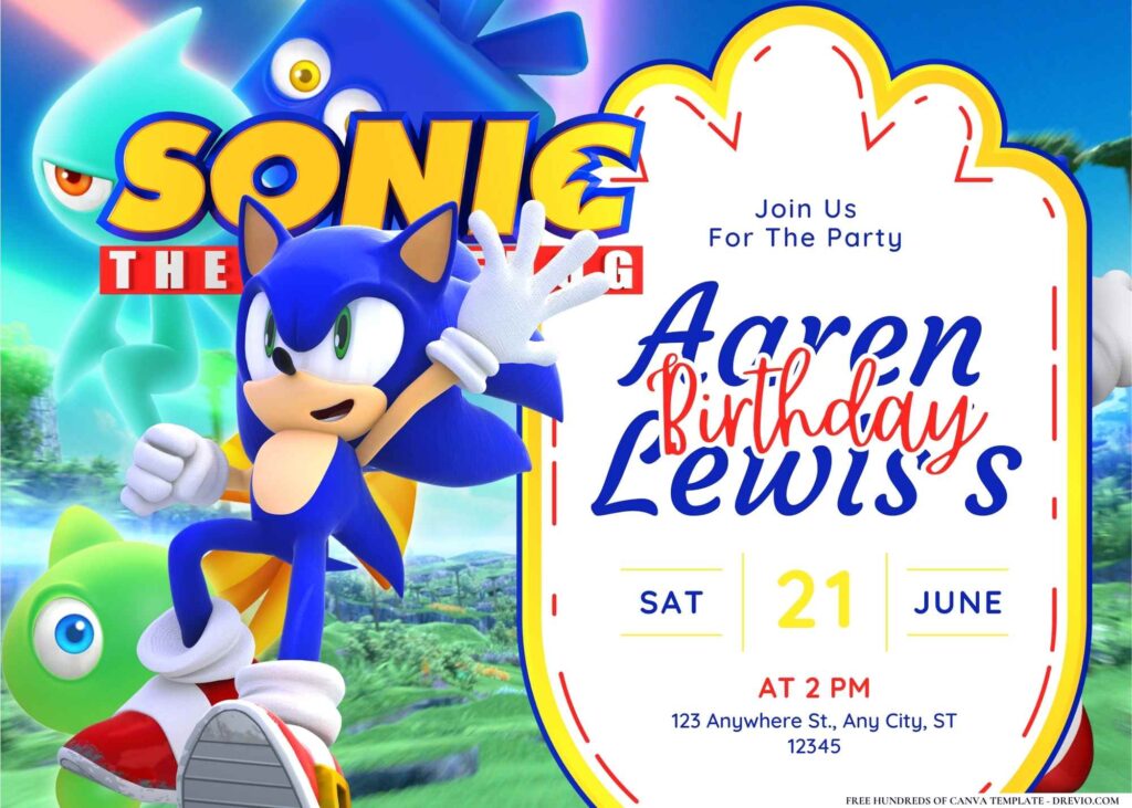 FREE Editable Sonic the Hedgehog Birthday Invitation