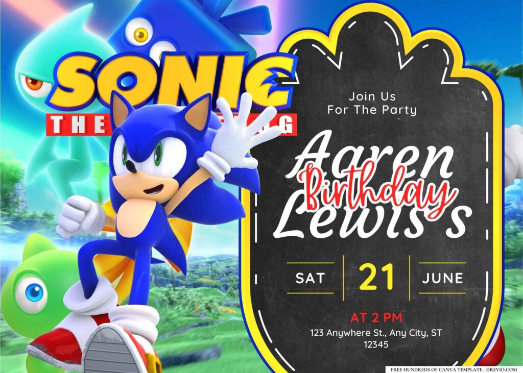 FREE Editable Sonic the Hedgehog Birthday Invitation