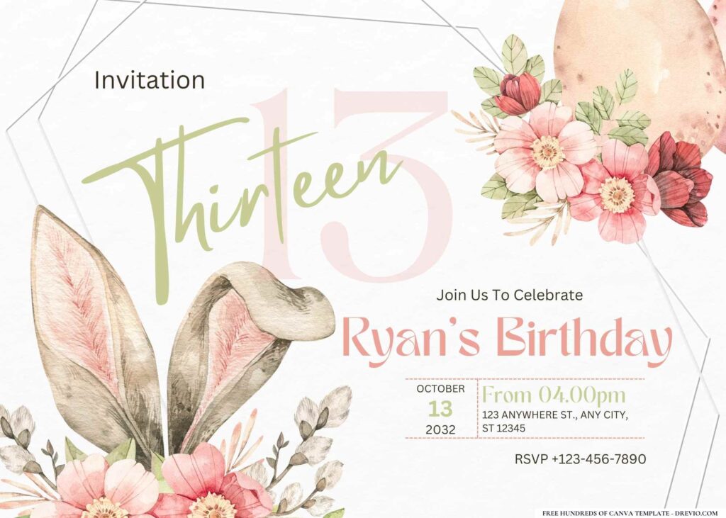 FREE Editable Spring Easter Birthday Invitation