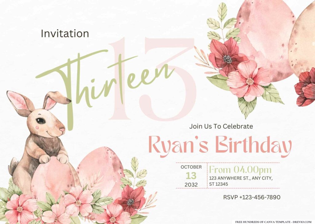 FREE Editable Spring Easter Birthday Invitation