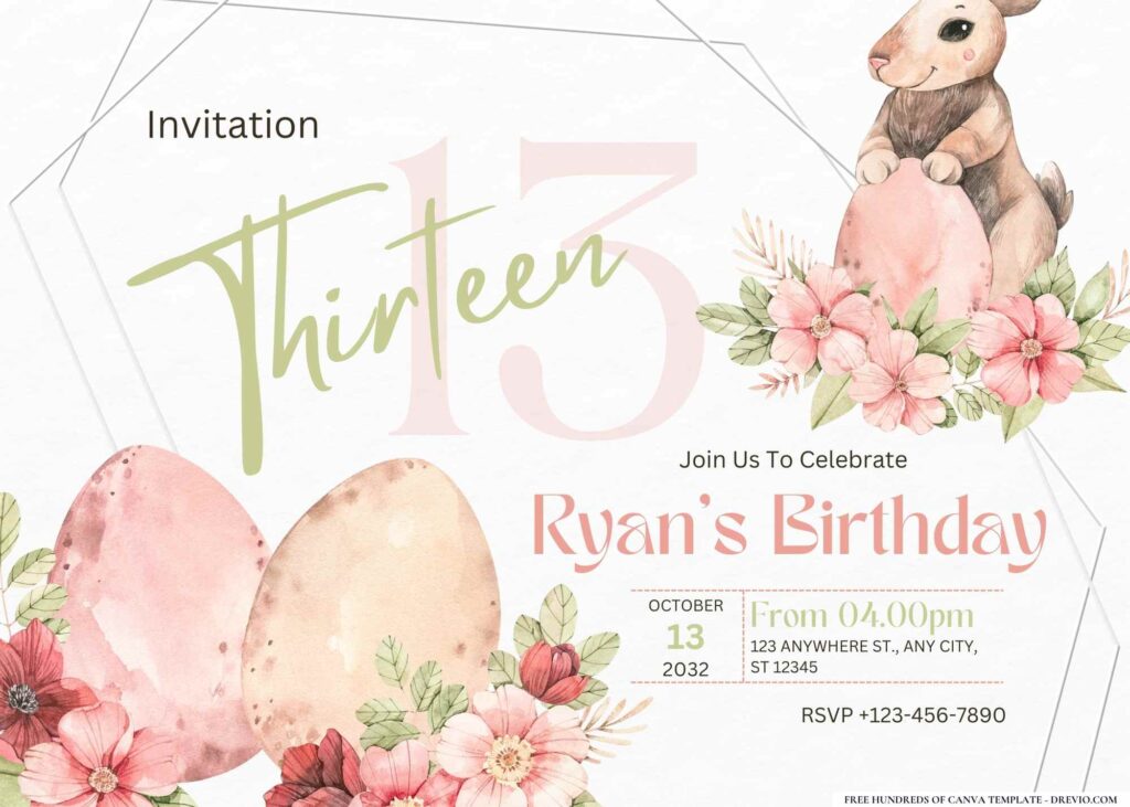 FREE Editable Spring Easter Birthday Invitation