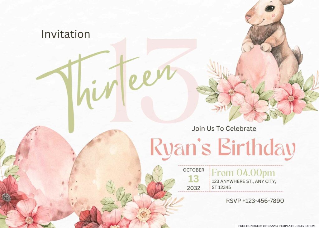 FREE Editable Spring Easter Birthday Invitation