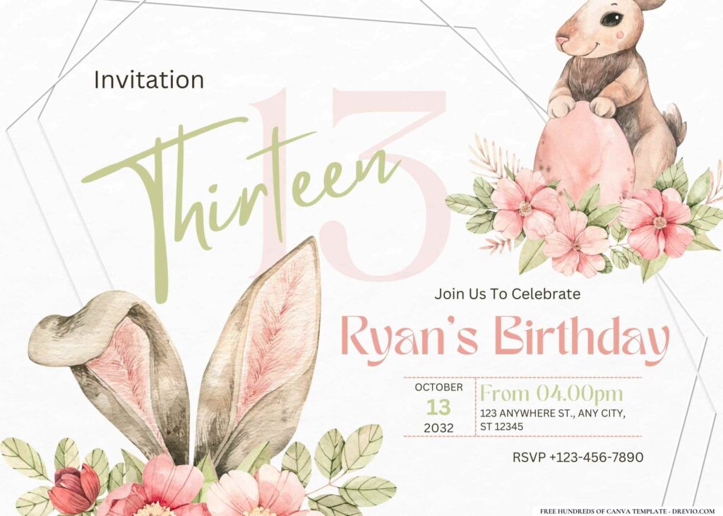 FREE Editable Spring Easter Birthday Invitation