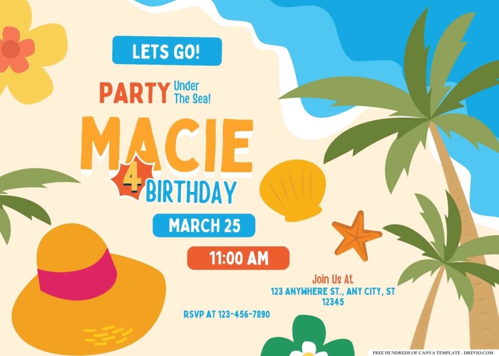FREE Editable Summer Luau Birthday Invitation